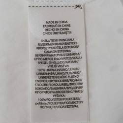 Pre Owned فسـتان بولو رالف لورين مذهـب بـالخيوط أبيض كتان بحزام مقاس صغير - إكس سمول