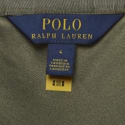 Pre Owned Polo Ralph Lauren Green Satin Midi Skirt S