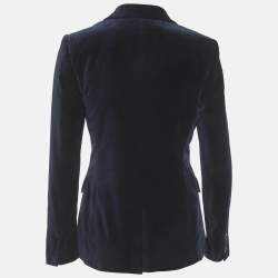 Pre Owned Polo Ralph Lauren Navy Blue Velvet Vest and Blazer S/M 
