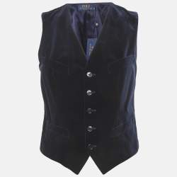 Pre Owned Polo Ralph Lauren Navy Blue Velvet Vest and Blazer S/M 