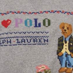 Pre Owned سويتر بولو رالف لورين قطن رمادي مطرز مقاس متوسط