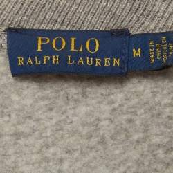 Pre Owned سويتر بولو رالف لورين قطن رمادي مطرز مقاس متوسط