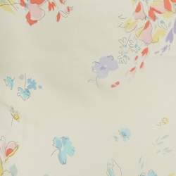 Pre Owned Polo Ralph Lauren White Floral Print Silk Ruffled Maxi Dress S