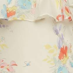 Pre Owned Polo Ralph Lauren White Floral Print Silk Ruffled Maxi Dress S