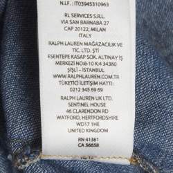 Pre Owned Polo Ralph Lauren Blue Denim Belted Tiered Midi Dress S