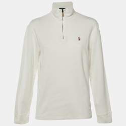 Pre Owned Polo Ralph Lauren White Cotton Knit Sweatshirt S