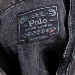 Pre Owned Polo Ralph Lauren Charcoal Grey Denim Cropped Military Jacket S