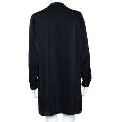 Pre Owned Polo Ralph Lauren Black Satin Neck Tie Detailed Shift Dress M