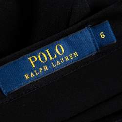 Pre Owned Polo Ralph Lauren Black Satin Neck Tie Detailed Shift Dress M