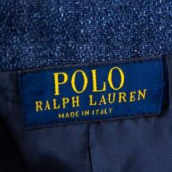 Pre Owned Polo Ralph Lauren Indigo Blue Linen Button Front Blazer S