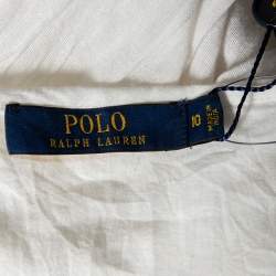 Pre Owned Polo Ralph Lauren White Cotton Embroidered Detail Sleeveless Maxi Dress L