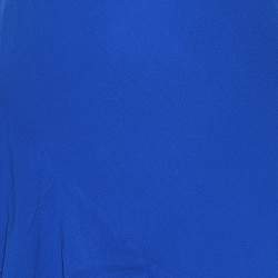 Pre Owned Polo Ralph Lauren Blue Silk Ruffled Trimmed Maxi Dress M