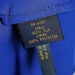 Pre Owned Polo Ralph Lauren Blue Silk Ruffled Trimmed Maxi Dress M
