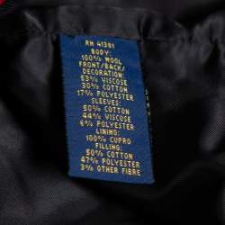 Pre Owned Polo Ralph Lauren Black Wool Embroidered Cropped Military Jacket XL