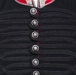 Pre Owned Polo Ralph Lauren Black Wool Embroidered Cropped Military Jacket XL