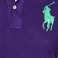 Pre Owned Polo Ralph Lauren Purple Cotton Pique Long Sleeve Polo T-Shirt S 