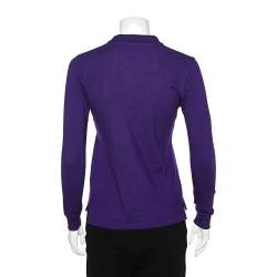 Pre Owned Polo Ralph Lauren Purple Cotton Pique Long Sleeve Polo T-Shirt S 