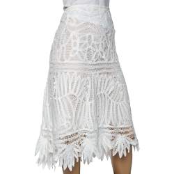 Pre Owned Polo Ralph Lauren White Lace & Cotton Skirt XL
