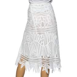 Pre Owned Polo Ralph Lauren White Lace & Cotton Skirt XL
