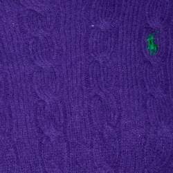 Pre Owned Polo Ralph Lauren Purple Cable Knit Wool Long Sleeve Sweater M