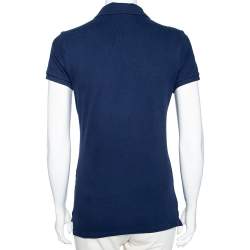 Pre Owned Polo Ralph Lauren Navy Blue Cotton Pique Slim Fit Polo T-Shirt M