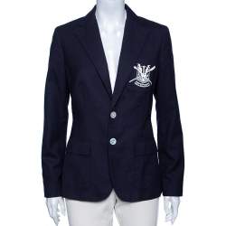 Pre Owned Polo Ralph Lauren Navy Blue Wool Greenwich Blazer M