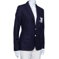 Pre Owned Polo Ralph Lauren Navy Blue Wool Greenwich Blazer M