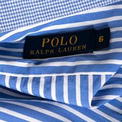 Pre Owned Polo Ralph Lauren Blue Striped Cotton Button Front Shirt Dress M
