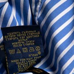 Pre Owned Polo Ralph Lauren Blue Striped Cotton Button Front Shirt Dress M