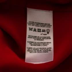 Pre Owned Polo Ralph Lauren Coral Red Silk Crepe De Chine Belted Shirt Dress M