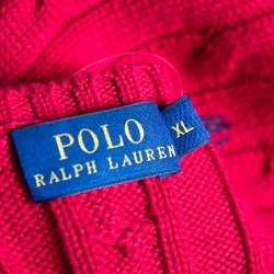 Pre Owned Polo Ralph Lauren Dark Red Cotton V-neck Kimberly Sweater XL