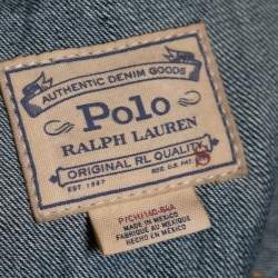 Pre Owned Polo Ralph Lauren Blue Denim Flag Patchwork Denim Trucker Jacket S