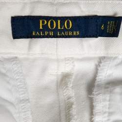 Pre Owned Polo Ralph Lauren White Sail Embroidered Cotton Slim Fit Pants M