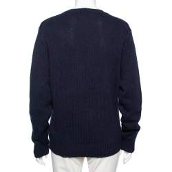 Pre Owned Polo Ralph Lauren Navy Blue Teddy Bear Wool Knit Sweater M 