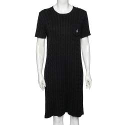 Pre Owned Polo Ralph Lauren Black Cable Knit Pocket Detail Dress XL