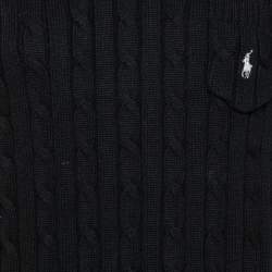 Pre Owned Polo Ralph Lauren Black Cable Knit Pocket Detail Dress XL