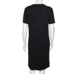 Pre Owned Polo Ralph Lauren Black Cable Knit Pocket Detail Dress XL