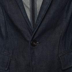 Pre Owned بلايزر بولو من رالف لورين دنيم أزرق بصدرية فردية مقاس صغير جداً ( إكس سمول )