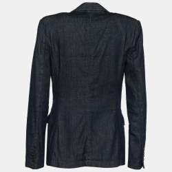 Pre Owned بلايزر بولو من رالف لورين دنيم أزرق بصدرية فردية مقاس صغير جداً ( إكس سمول )