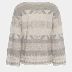 Pre Owned Polo Ralph Lauren Beige Lurex Knit Wool Blend Sweater XS
