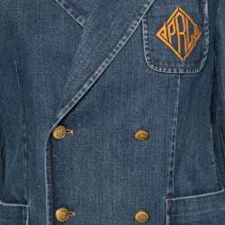 Pre Owned Polo Ralph Lauren Blue Denim Logo Embroidered Pocket Jacket L