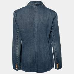 Pre Owned Polo Ralph Lauren Blue Denim Logo Embroidered Pocket Jacket L
