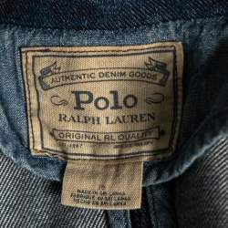 Pre Owned Polo Ralph Lauren Blue Denim Logo Embroidered Pocket Jacket L