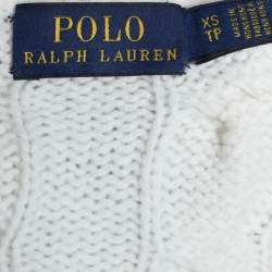 Pre Owned Polo Ralph Lauren Cream Woven Knit Button Front Cardigan XS