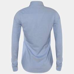 Pre Owned Polo Ralph Lauren Blue Cotton Embroidered Long Sleeve Shirt XS
