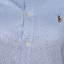 Pre Owned Polo Ralph Lauren Blue Cotton Embroidered Long Sleeve Shirt XS