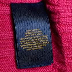 Pre Owned Polo Ralph Lauren Pink Cable Knit Crew Neck Jumper XL