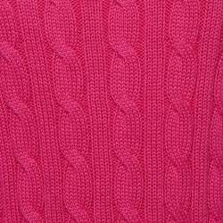 Pre Owned Polo Ralph Lauren Pink Cable Knit Crew Neck Jumper XL