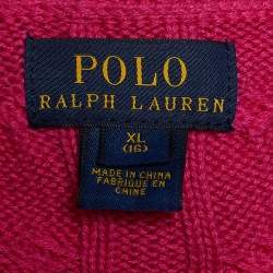 Pre Owned Polo Ralph Lauren Pink Cable Knit Crew Neck Jumper XL