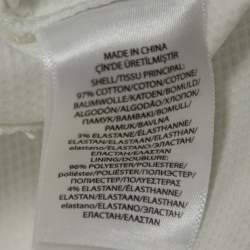 Pre Owned Polo Ralph Lauren White Textured Cotton Sleeveless Pleated Dress M